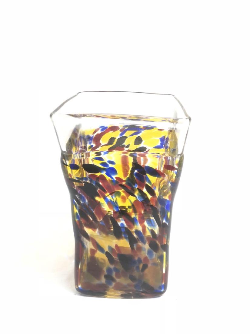 AMAZING MURANO MULTI COLOR SPOT SQUARE VASE (1 of 1)