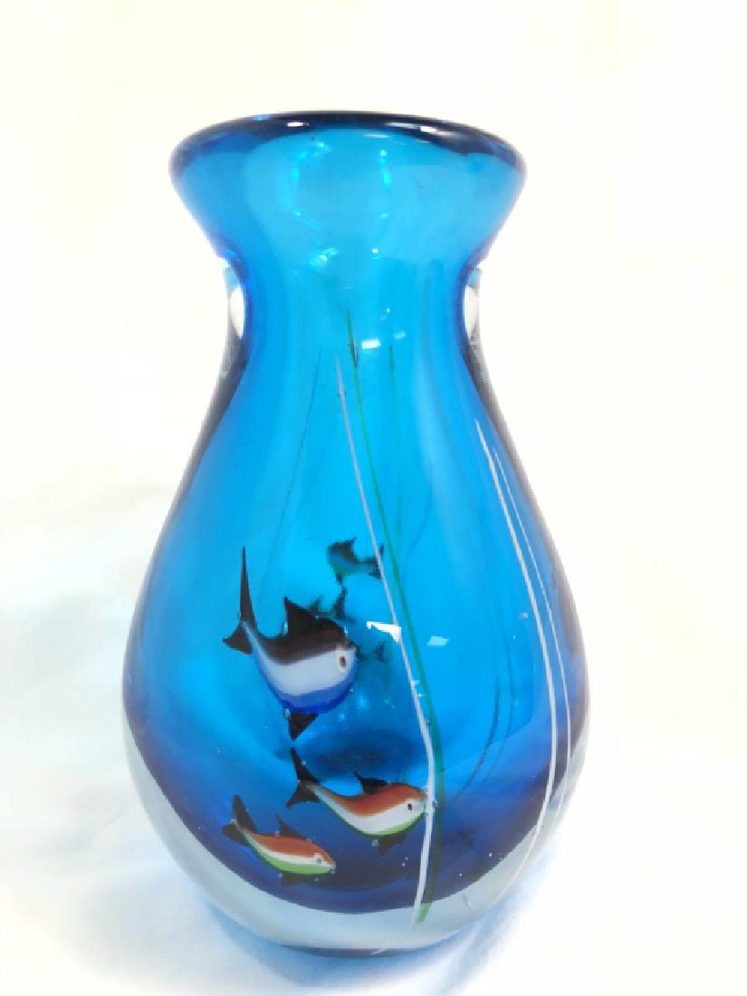 SUPERB MURANO 3D FISHBOWL BLUE GLASS VASE (1 of 1)