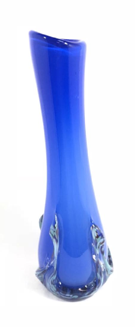 FABULOUS LIGHT BLUE MURANO GLASS WRAP DECO VASE: 11.5"H MINT CONDITION