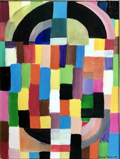 SONIA DELAUNAY-TERK ABSTRACT OIL ON BOARD V$20,000: The piece is 39 inches high and 30 inches wide. SIGNED BY: Sonia Delaunay-Terk. TYPE OF SIGNATURE: