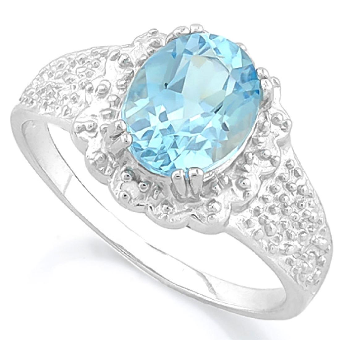 BEAUTIFUL SWISS BLUE TOPAZ 2CT OVAL FACETED RING (1 of 1)