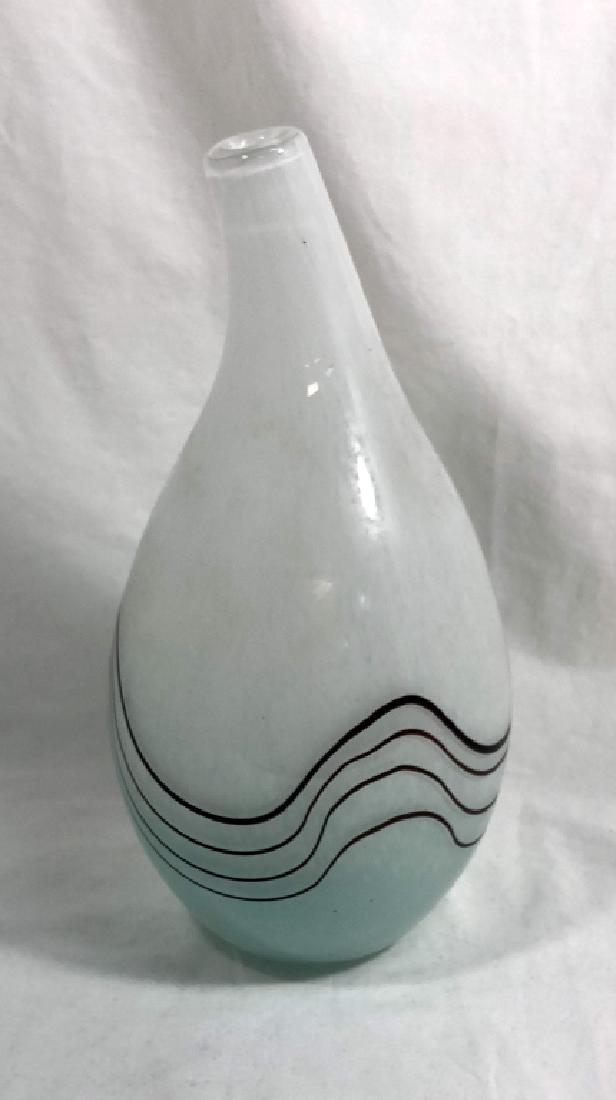 UNIQUE PEARL TO TEAL ABSTRACT MURANO GLASS VASE (1 of 1)