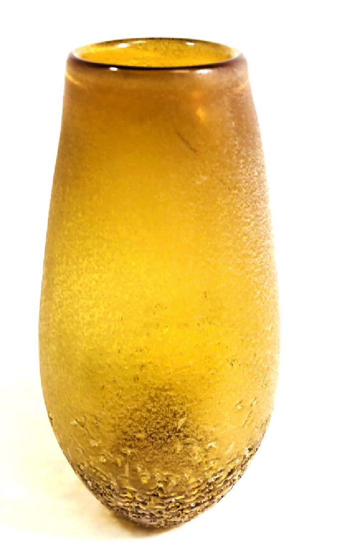 VINTAGE ARTIST SIGNED AMBER TUMBLED GLASS VASE (1 of 1)