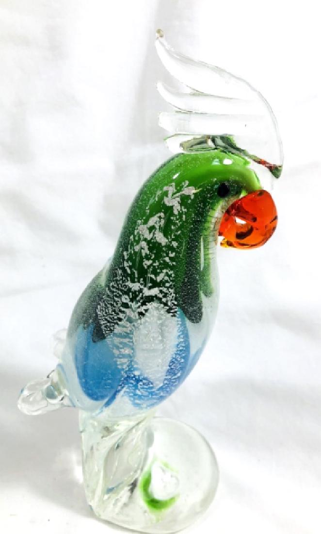 SILVER FLECK GREEN/WHITE BLUE MURANO GLASS BIRD (1 of 1)