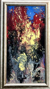 CLYFORD STILL ABSTRACT OIL ON CANVAS V$5,000: MEASUREMENTS: The piece is 28 inches high and 6 inches wide. SIGNED BY: Clyfford Still.