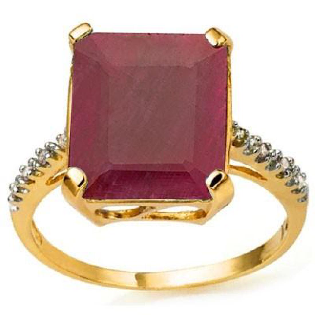 GLAM 10K GOLD DIAMOND AND GENUINE 5CT RUBY RING (1 of 1)