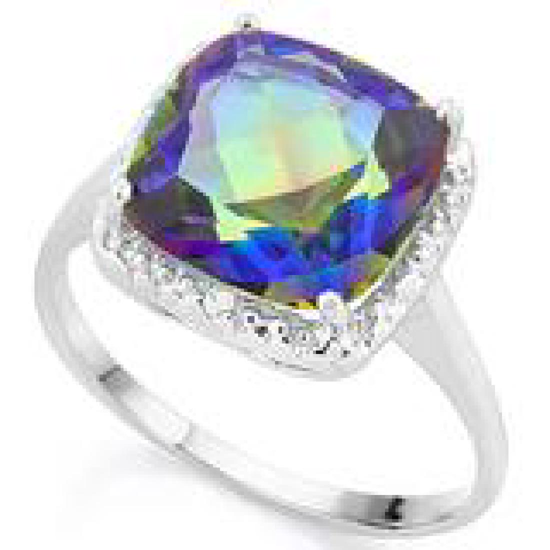 4CT PRINCESS CUT OCEAN MYSTIC TOPAZ SOLITAIRE (1 of 1)