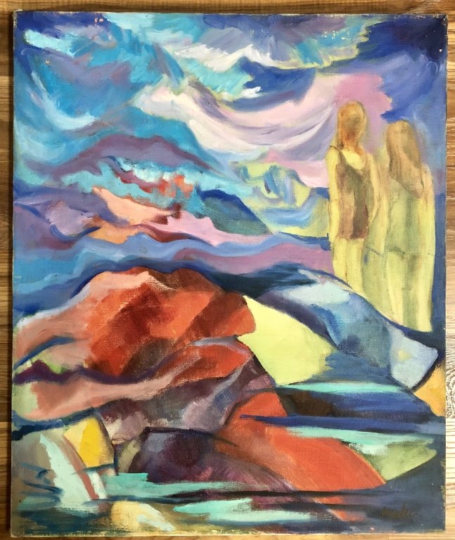 AUGUST MACKE POLYCHROMATIC OIL/CANVAS V$19,000: 24"HX21"W MINT CONDITION. NO FRAME