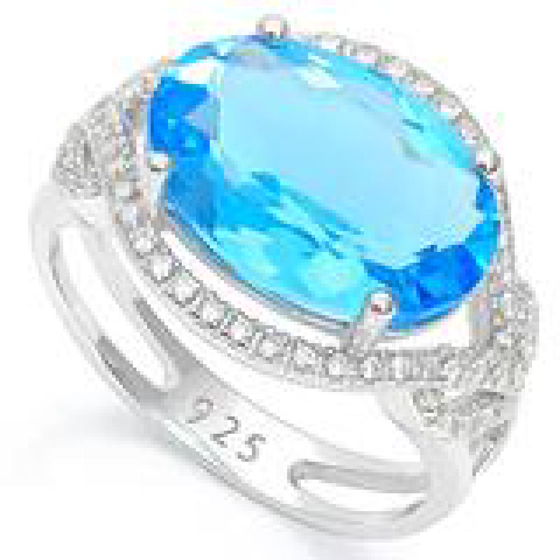 DAZZLING 6CT BLUE/WHITE QUART ART DECO COCKTAIL RING (1 of 1)