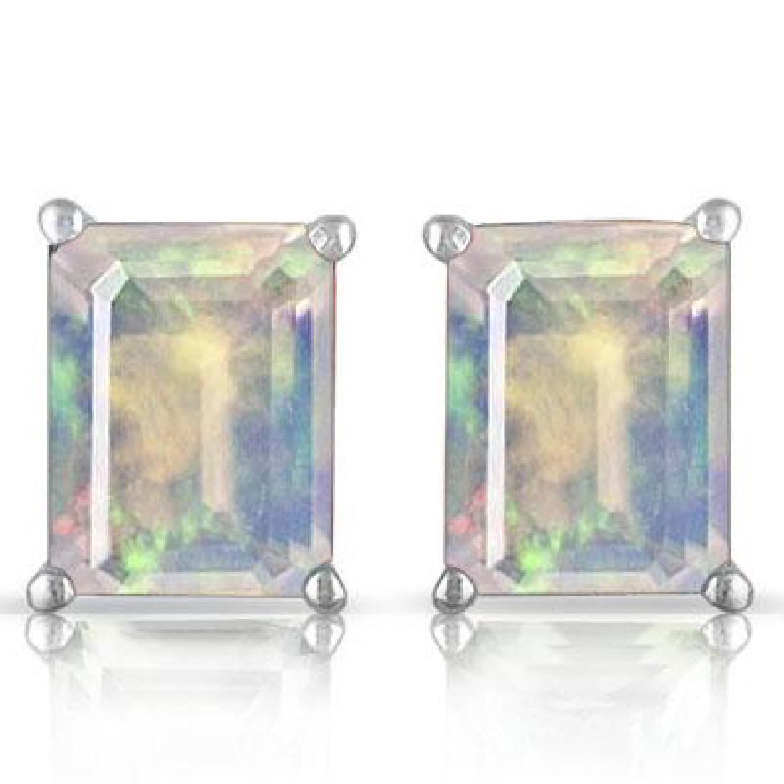 DAZZLING 1CT FIRE OPAL BAGUETTE SOLITAIRE EARRINGS (1 of 1)