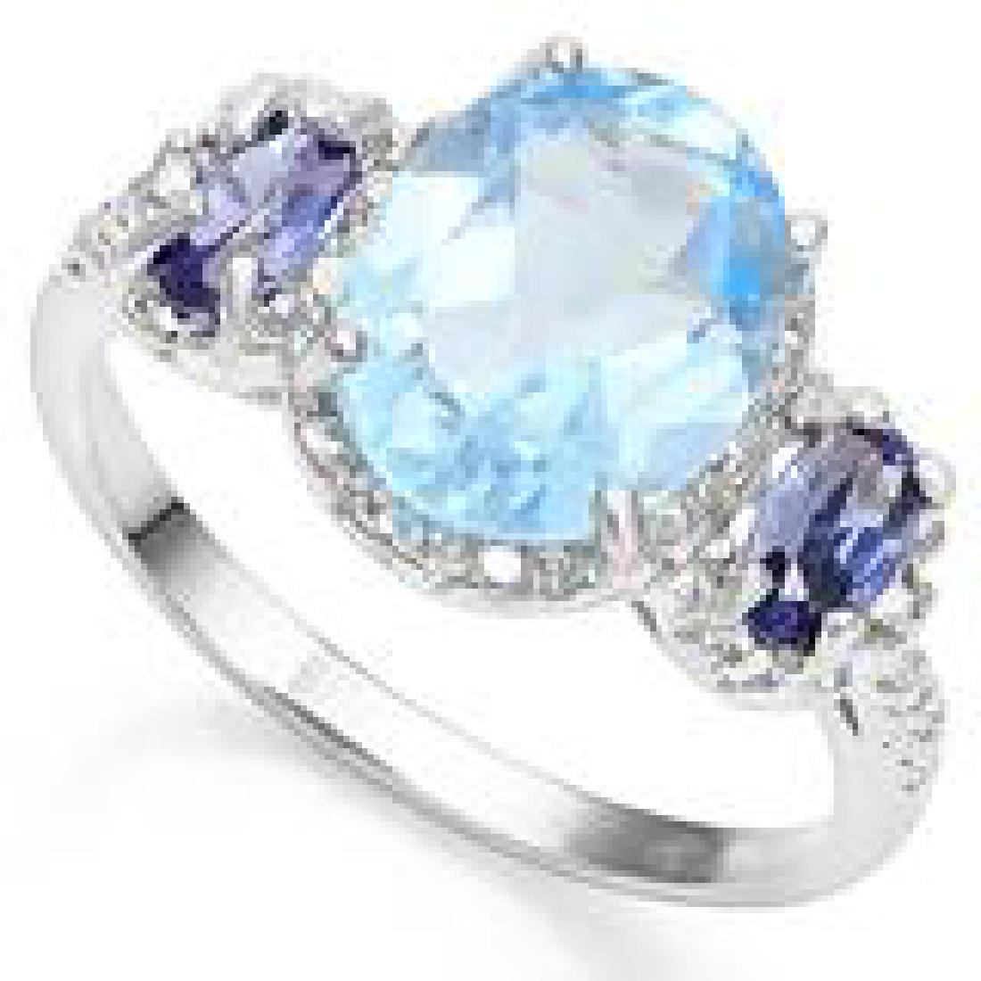 AMAZING BLUE TOPAZ/TANZANITE 3CT STERLING RING (1 of 1)