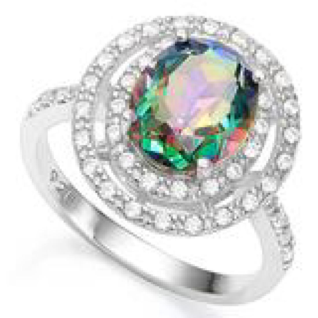 OVAL SET EMERALD MYSTIC TOPAZ 3CT COCKTAIL RING (1 of 1)