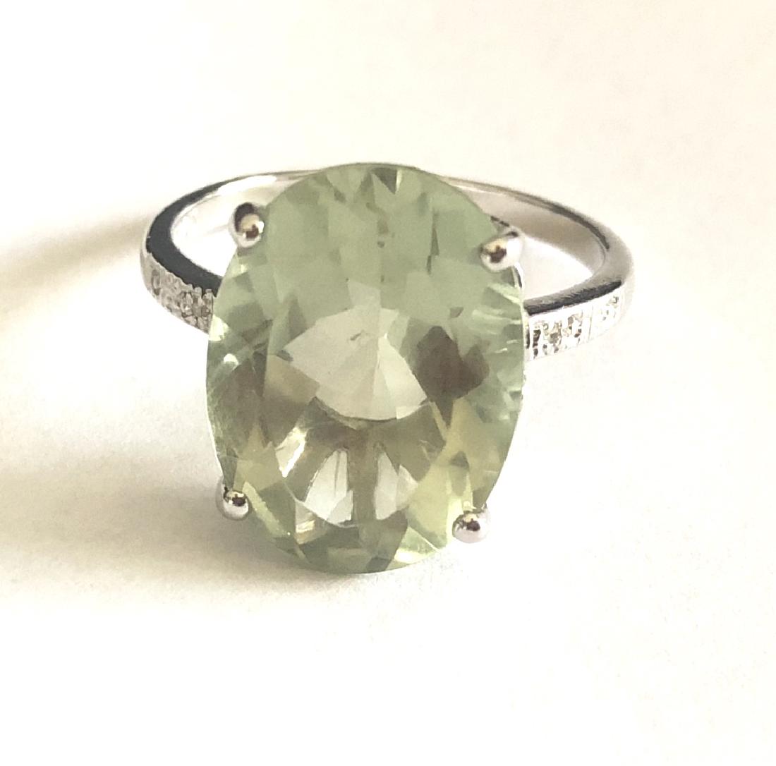 HUGE FACETED 6CT OVAL GREEN AMETHYST SOLITAIRE RING (1 of 1)