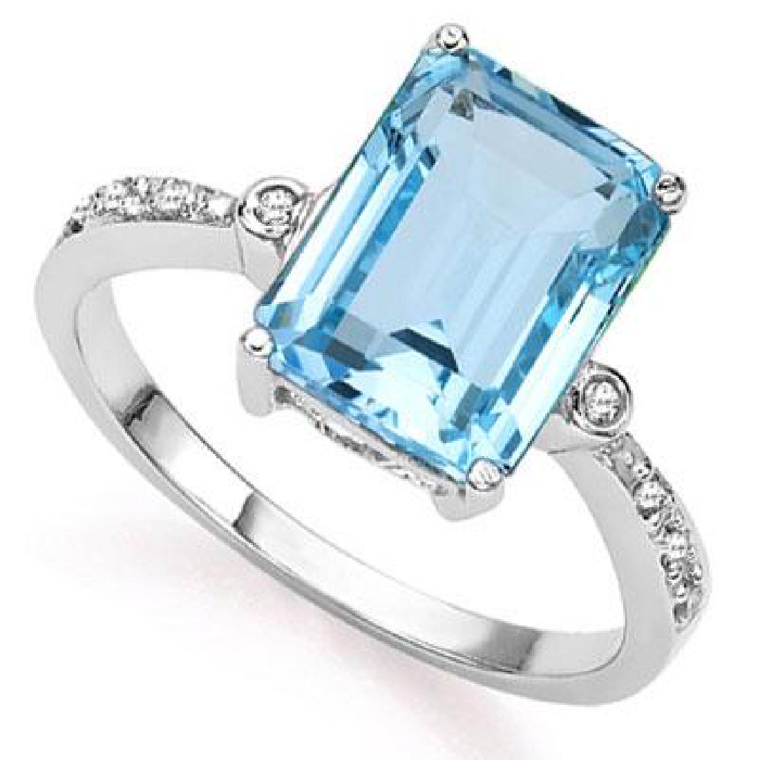 3CT BABY SWISS BLUE TOPAZ EMERALD CUT STERLING RING (1 of 1)