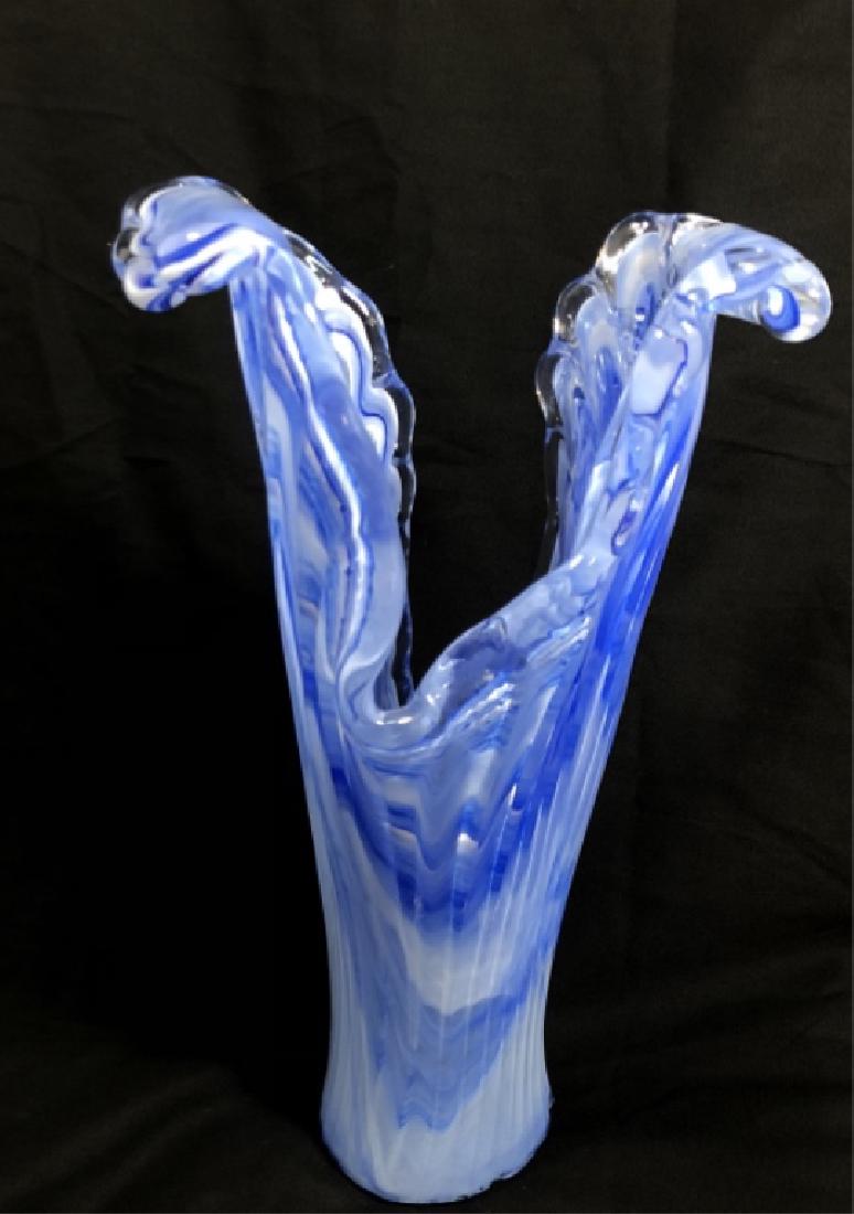 SMASHING BRIGHT BLUE MURANO WAVE GLASS VASE (1 of 1)