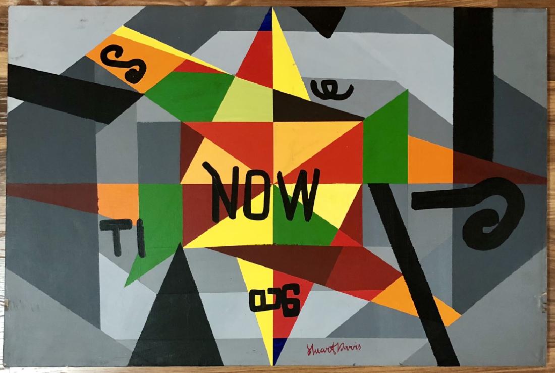 STUART DAVIS ABSTRACT ACRYLIC ON CANVAS V$32,000: MEASUREMENTS: The piece is 24 inches high and 36 inches wide. SIGNED: "Stuart Davis."TYPE OF SIGNATURE: Red in the bottom right of center./MINT CONDITION