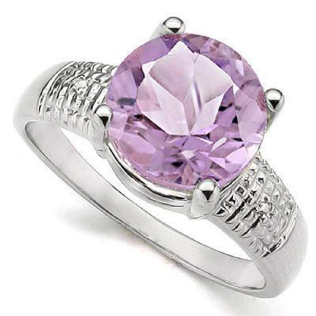 PRETTY PINK AMETHYST 3CT ROUND SOLITAIRE RING (1 of 1)