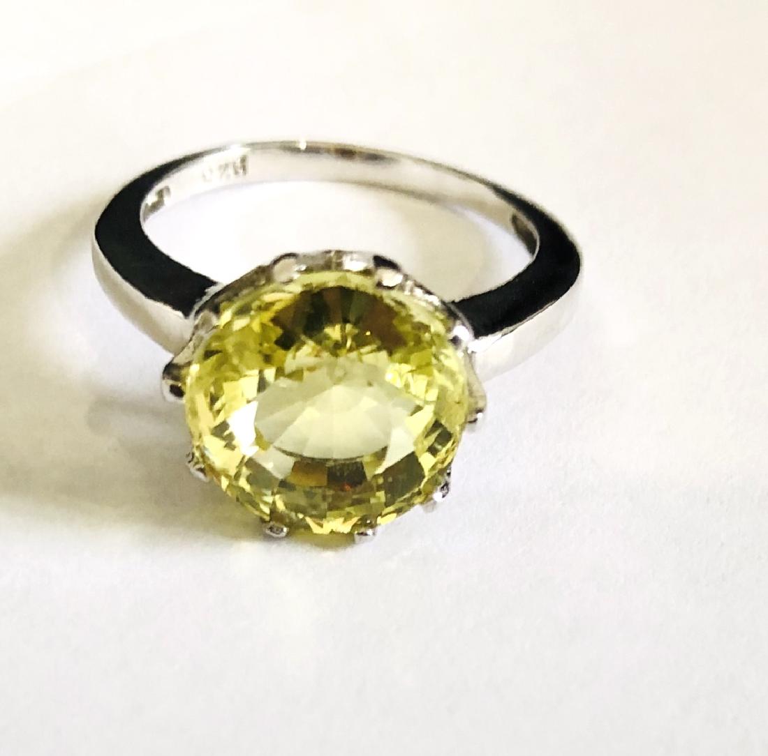 GORGEOUS 4CT LEMON QUARTZ SOLITAIRE STERLING RING (1 of 1)