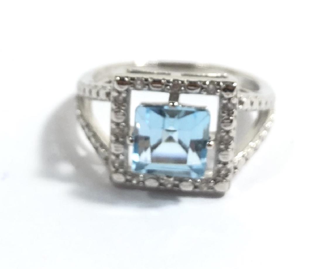 CLASSIC .75CT BLUE TOPAZ SQUARE CUT STERLING RING (1 of 1)