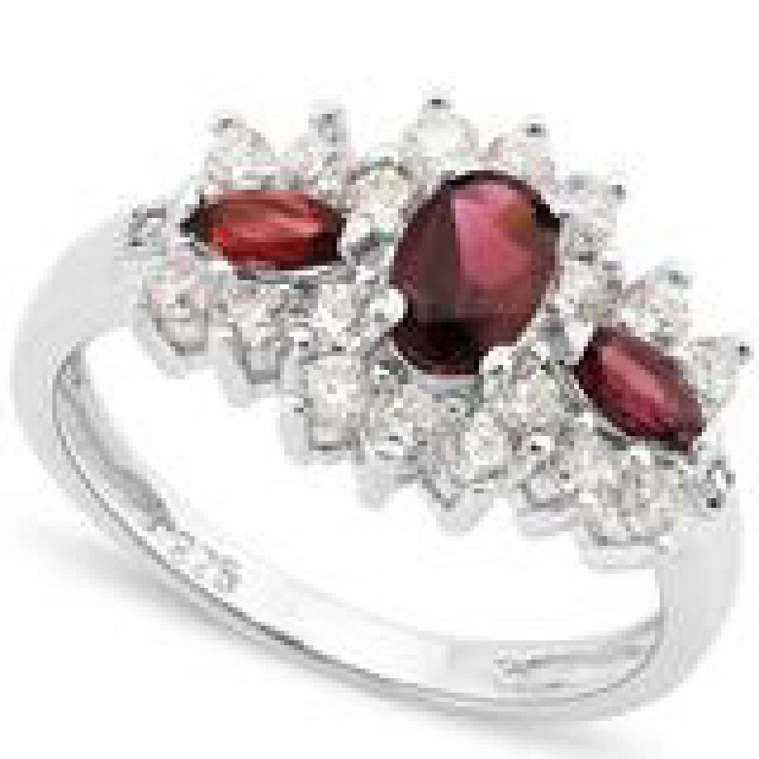 AMAZING ANTIQUE STYLE 2CT GARNET/WT TOPAZ RING: STERLING SILVER SIZE 8