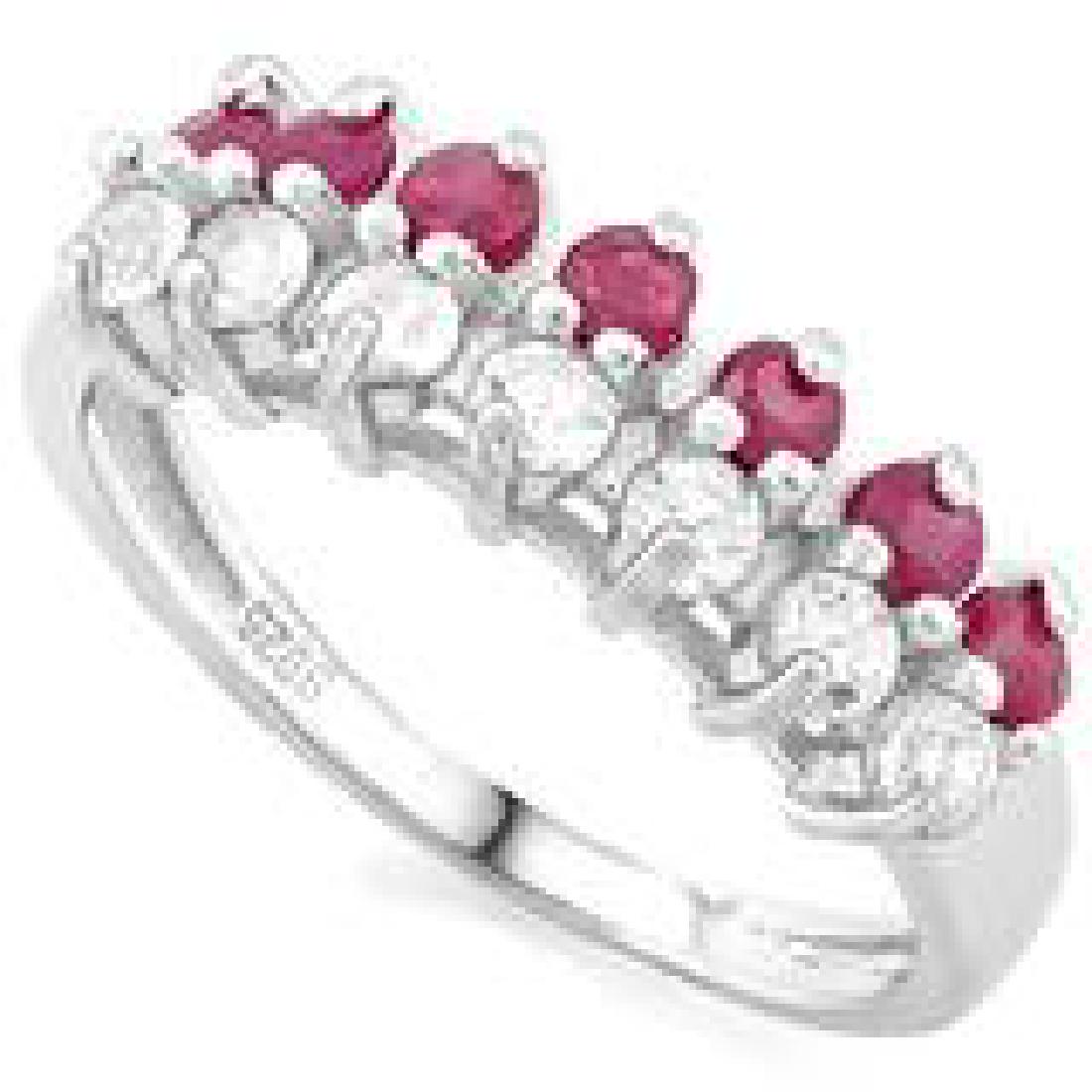 SMASHING GENUINE RUBY WHITE TOPAZ 2CT ROW RING (1 of 1)