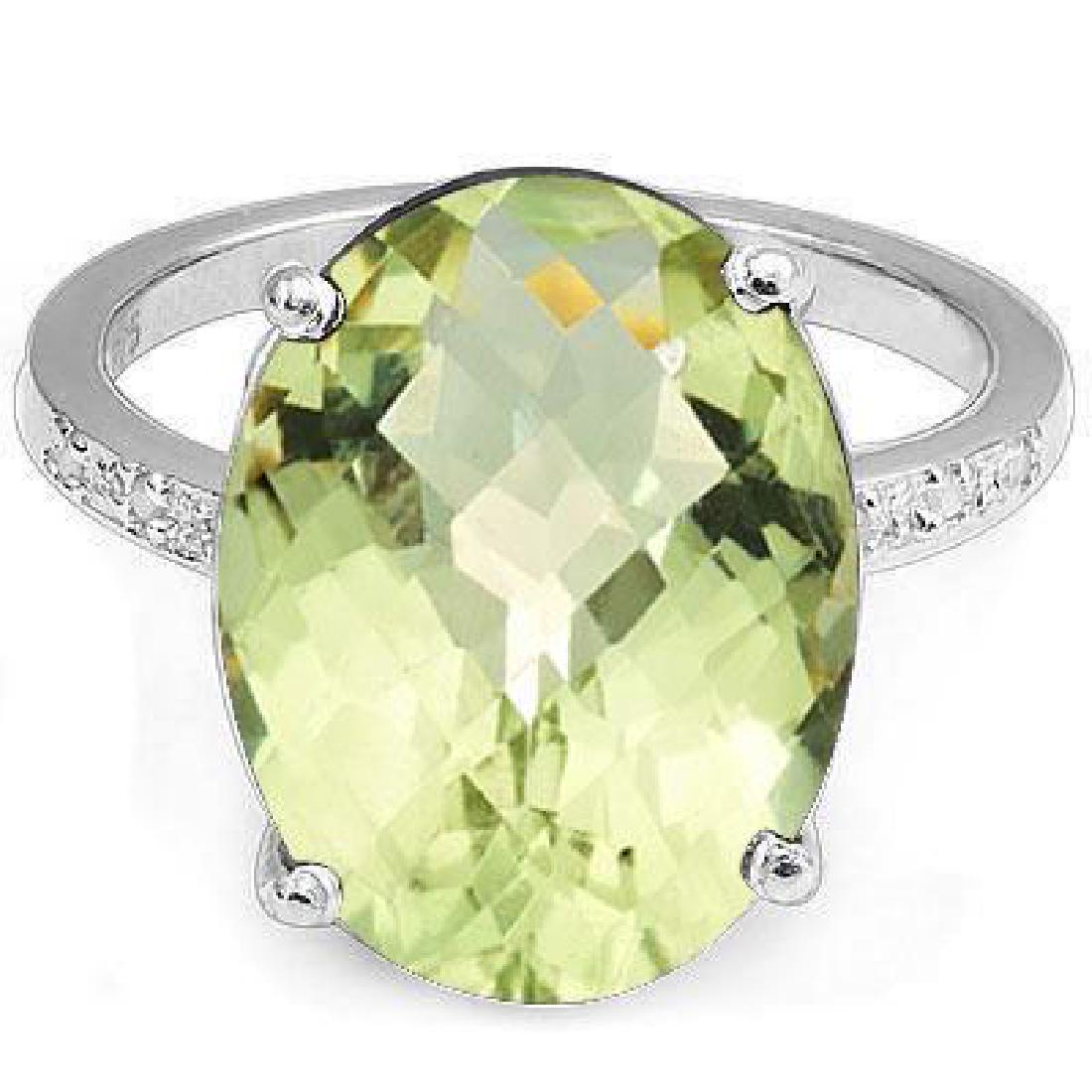 HUGE STUNNING 7CT GREEN AMETHYST FACETED OVAL RING (1 of 1)