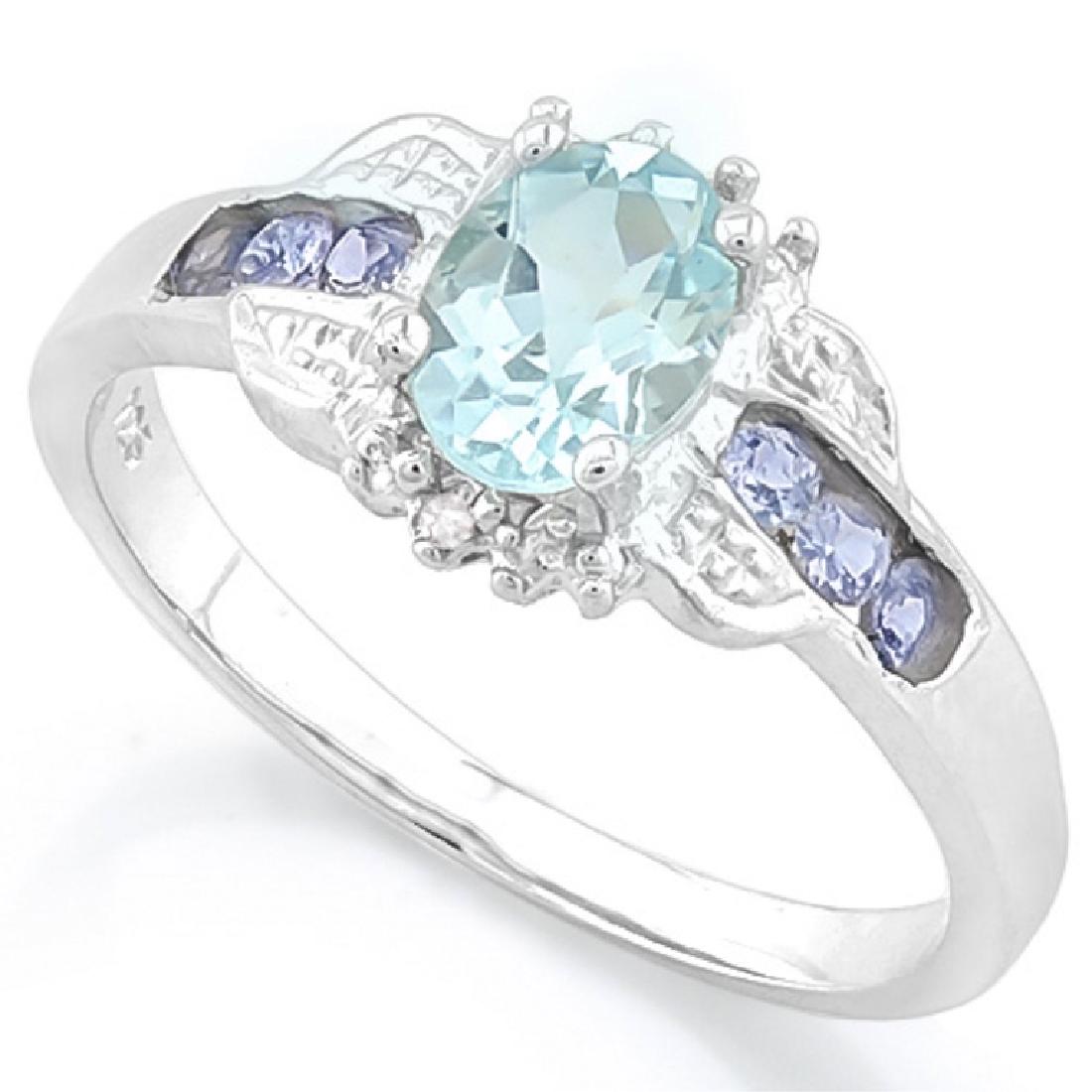 ANTIQUE STYLE TANZANITE/BLUE TOPAZ 1CT STERLING RING (1 of 1)