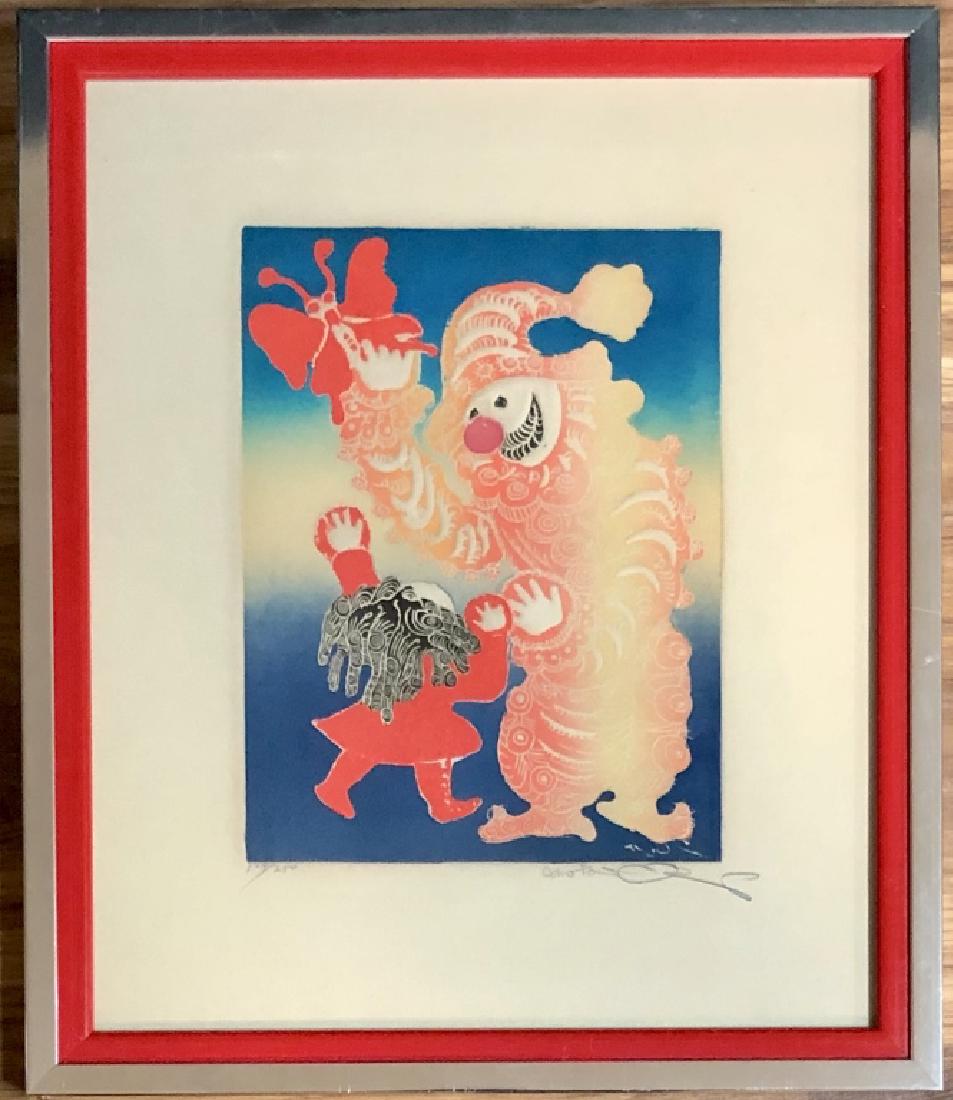 VINTAGE PENCIL SIGNED #104/250 ABSTRACT ART LITHO (1 of 3)