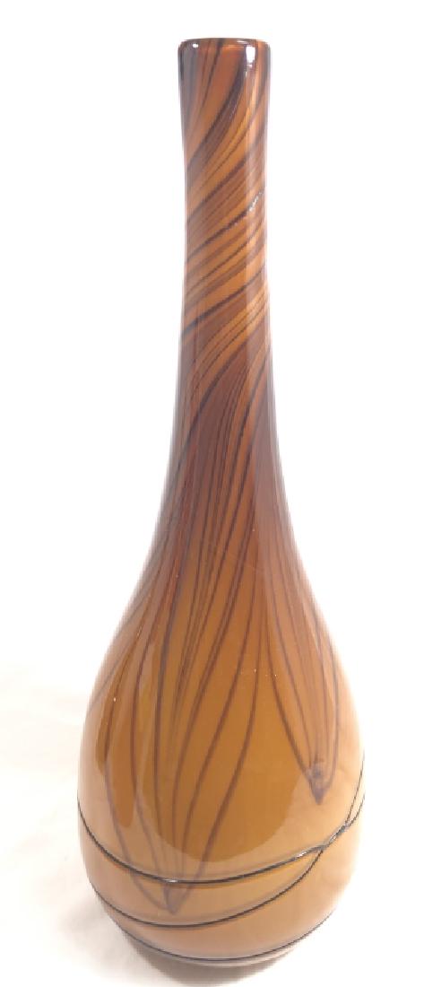 FANTASTIC TALL MURANO PULLED FEATHER AMBER GLASS VASE (1 of 1)