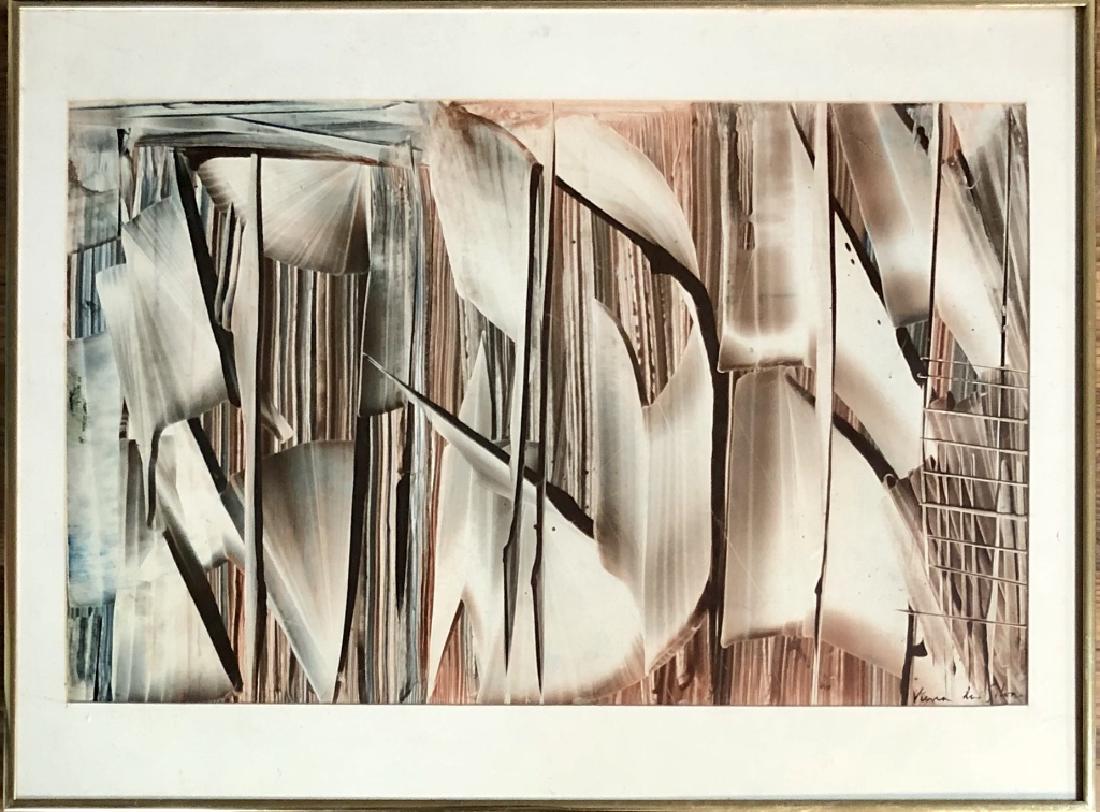 SIGNED MARIA HELENA VIERA DA SILVA LITHO V$1,000: near mint or mint condition/18 inches high and 24 inches wide including the frame. The composition is roughly 13 inches high and 21 inches wide
