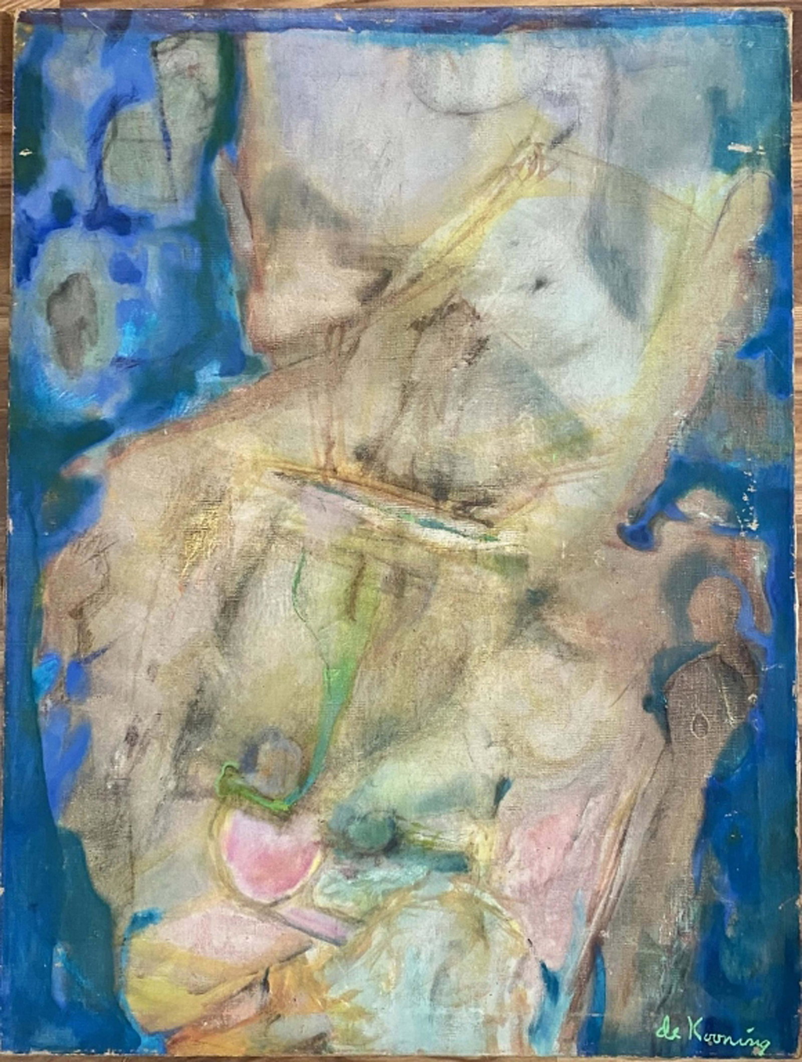 WILLEM DEKOONING MIXED MEDIA ON CANVAS V$6,000: OK CONDITION, PAINT LOSS THROUGHOUT/MEASUREMENTS: The composition is 40 inches high and 30 inches wide.Willem de Kooning was a Dutch-American abstract expressionist artist. He was born in Rotterdam an