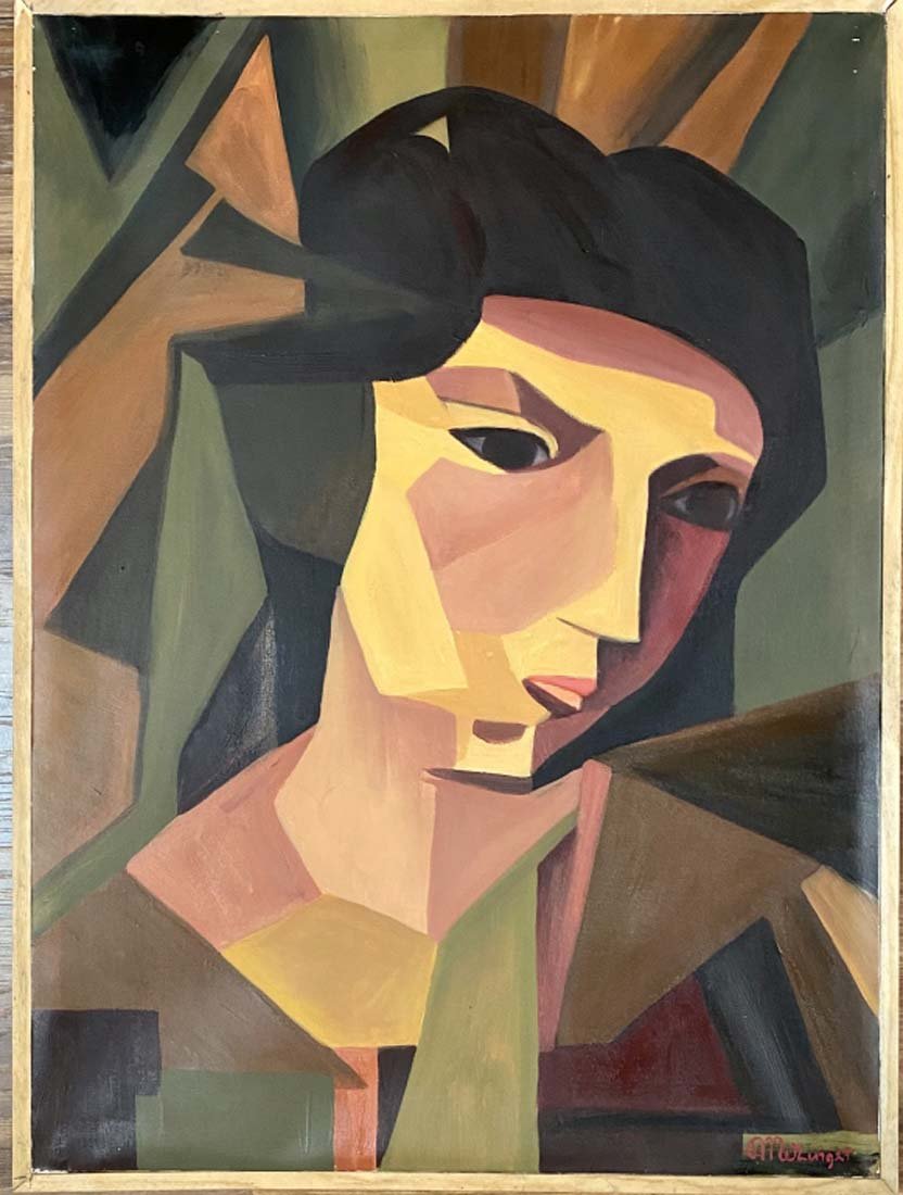 JEAN METZINGER FIGURATIVE OIL ON CANVAS V$8,000: VERY GOOD CONDITION/MEASUREMENTS: The composition is 34 inches high and 25 inches wide. SIGNED: MetzingerJean Dominique Antony Metzinger (French: [mɛtsɛ̃ʒe]; 24 June 1883 Â– 3 N
