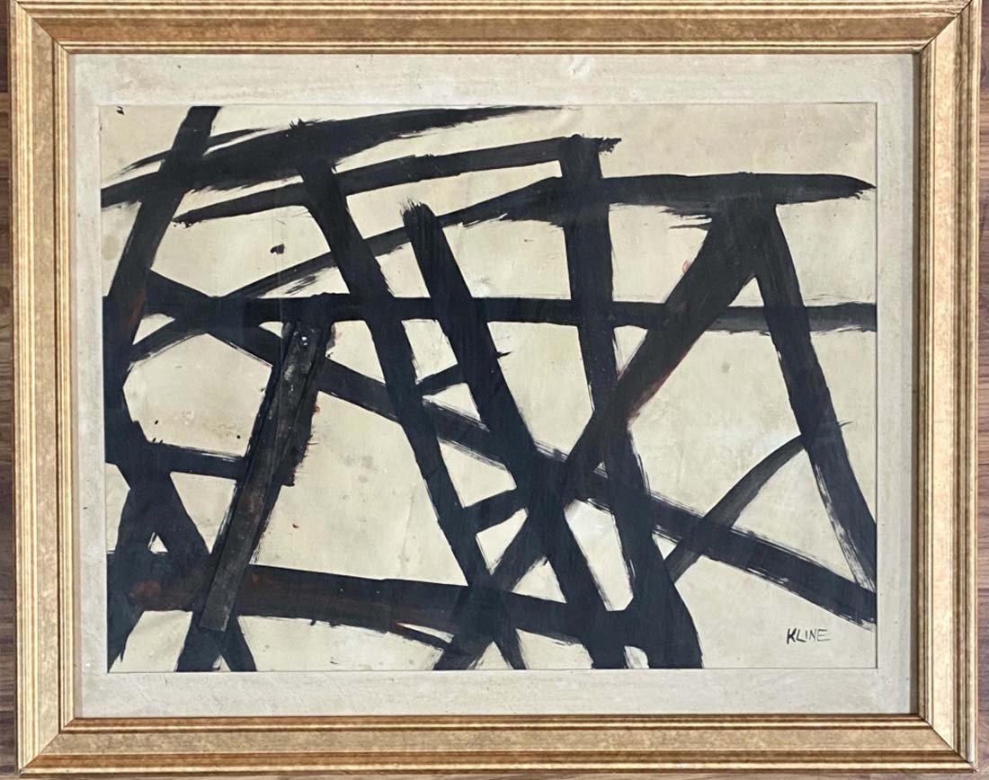 FRANZ KLINE ABSTRACT INDIA INK ON PAPER V$8,000: OK CONDITION, SPOTTING THROUGHOUT/MEASUREMENTS: The composition is 18 inches high and 25 inches wide. SIGNED: Franz KlineFranz Kline (May 23, 1910 – May 13, 1962) was an American painter. He is asso