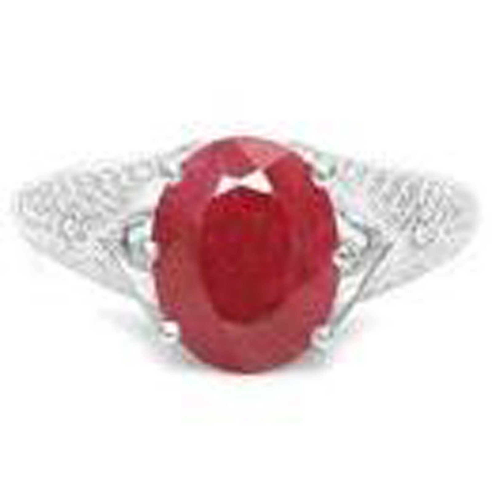 GORGEOUS FACETED OVAL RUBY SOLITAIRE 3CT RING: STERLING SILVER SIZE 7