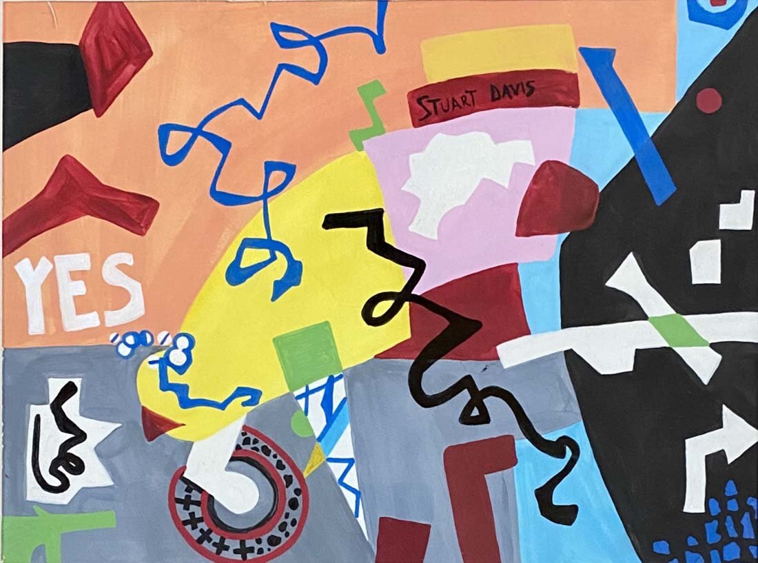 STUART DAVIS MIXED MEDIA ON PAPER V$1,200: MINT CONDITION/MEASUREMENTS: The composition is 11 inches high and 16 inches wide. SIGNED: Stuart Davis. Stuart Davis, was an early American modernist painter. He was well known for his jazz-influence