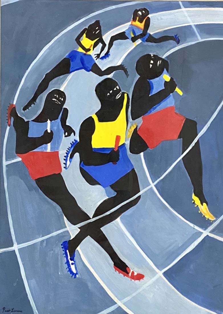 1972 JACOB LAWRENCE FIGURATIVE SERIGRAPH V$4,000: MINT CONDITION/MEASUREMENTS: The composition is 28 inches high and 21 inches wide.
