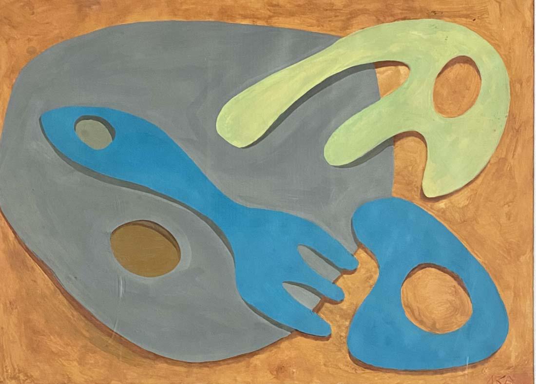 JEAN ARP ABSTRACT OIL ON PAPER V$8,000: MINT CONDITION/MEASUREMENTS: The piece is 23 inches high and 35 inches wide. /Hans Peter Wilhelm Arp (16 September 1886 â€“ 7 June 1966), better known as Jean Arp in English, was a German-French