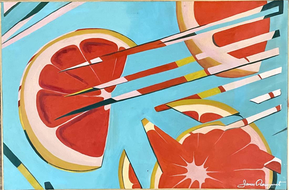 JAMES ROSENQUIST ABSTRACT OIL ON CANVAS V$5,000: MINT CONDITION/MEASUREMENTS: The composition is 24 inches high and 36 inches wide/James Rosenquist (November 29, 1933 â€“ March 31, 2017) was an American artist and one of the proponents of the p