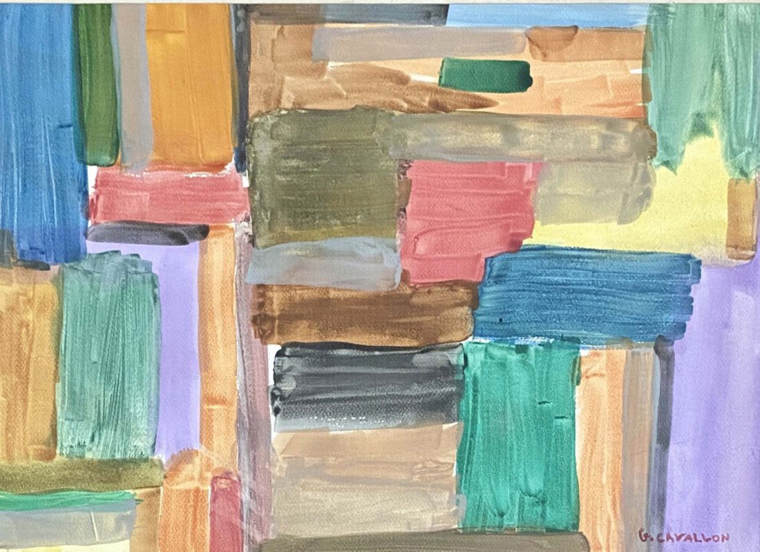 GIORGIO CAVALLON ABSTRACT OIL ON PAPER V$30,000: MINT CONDITION/MEASUREMENTS: The piece is 25 inches high and 30 inches wide/Giorgio Cavallon was a founding member of the American Abstract Artists and a pioneer Abstract Expressionist/Private collect