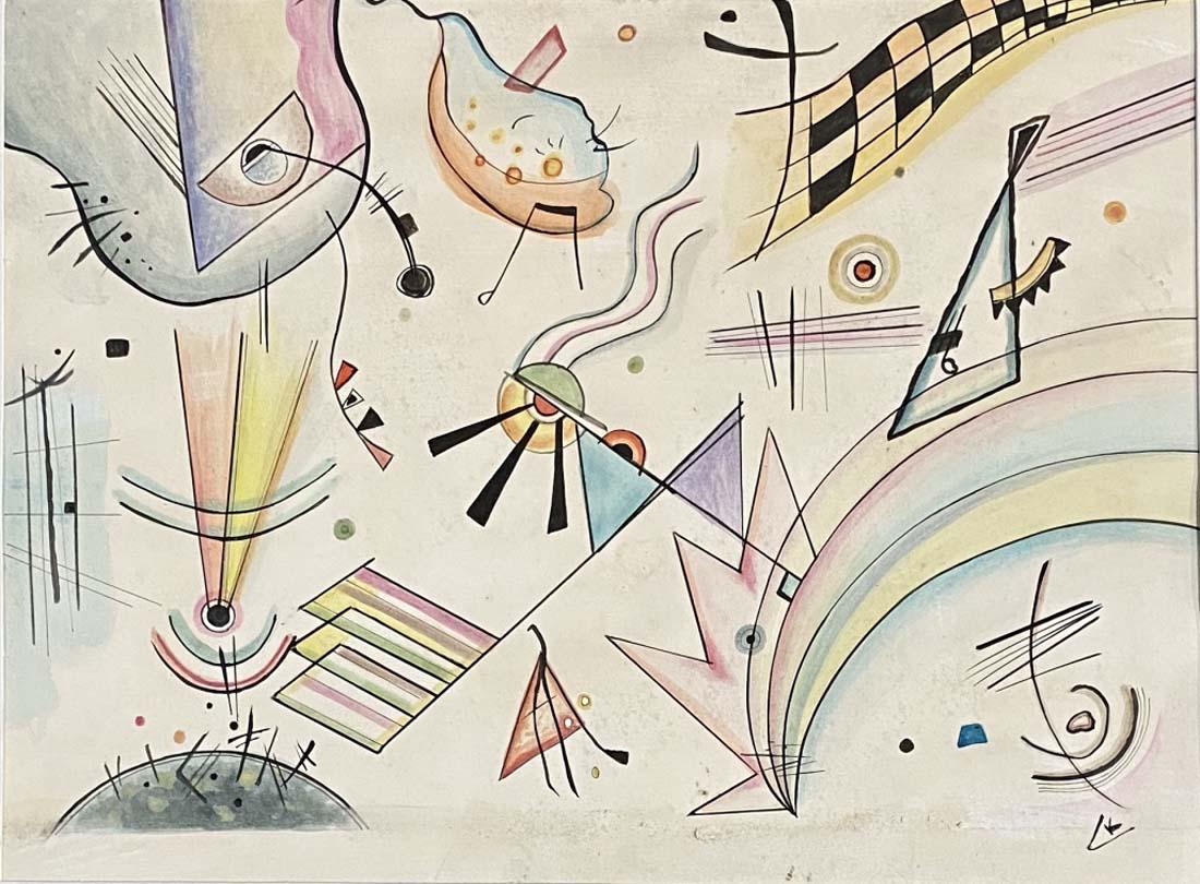 WASSILY KANDINSKY GEOMETRIC SERIGRAPH V$2,300: MEASUREMENTS: The piece is 25 inches high and 33 inches wide/Wassily Wassilyevich Kandinsky was a Russian painter and art theorist. Kandinsky is generally credited as the pioneer of abstract art. Born