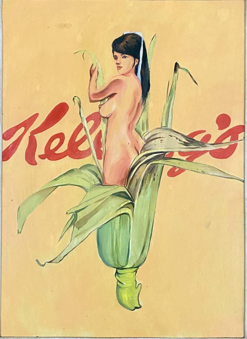 MELVIN JOHN RAMOS MIXED MEDIA/PAPER V$15,000: GOOD CONDITION/MEASUREMENTS: The composition is 36 inches high and 29 inches wide/Melvin John Ramos was an American figurative painter, specializing most often in paintings of female nudes, whose work