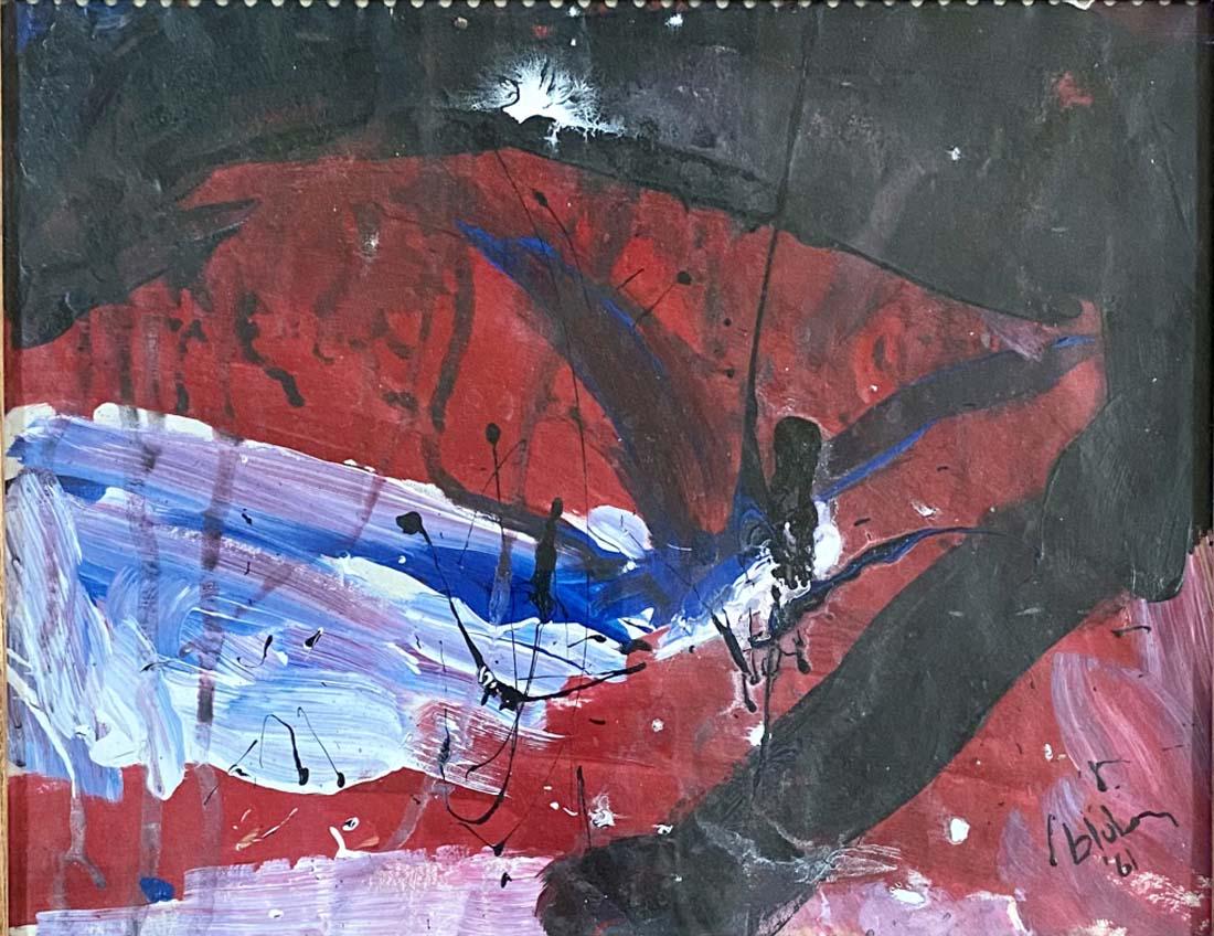 NORMAN BLUHM MIXED MEDIA WORK ON PAPER V$4,500: MEASUREMENTS: The composition is 10 inches high and 13.5 inches wide/Norman Bluhm, was an American painter classified as an abstract expressionist, and as an action painter/Private collection, Liveauc