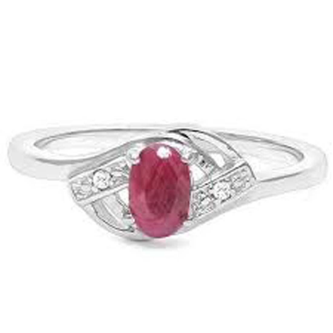 DARLING .20CT GENUINE RUBY GEMSTONE SOLITAIRE RING: STERLING SILVER SIZE 8