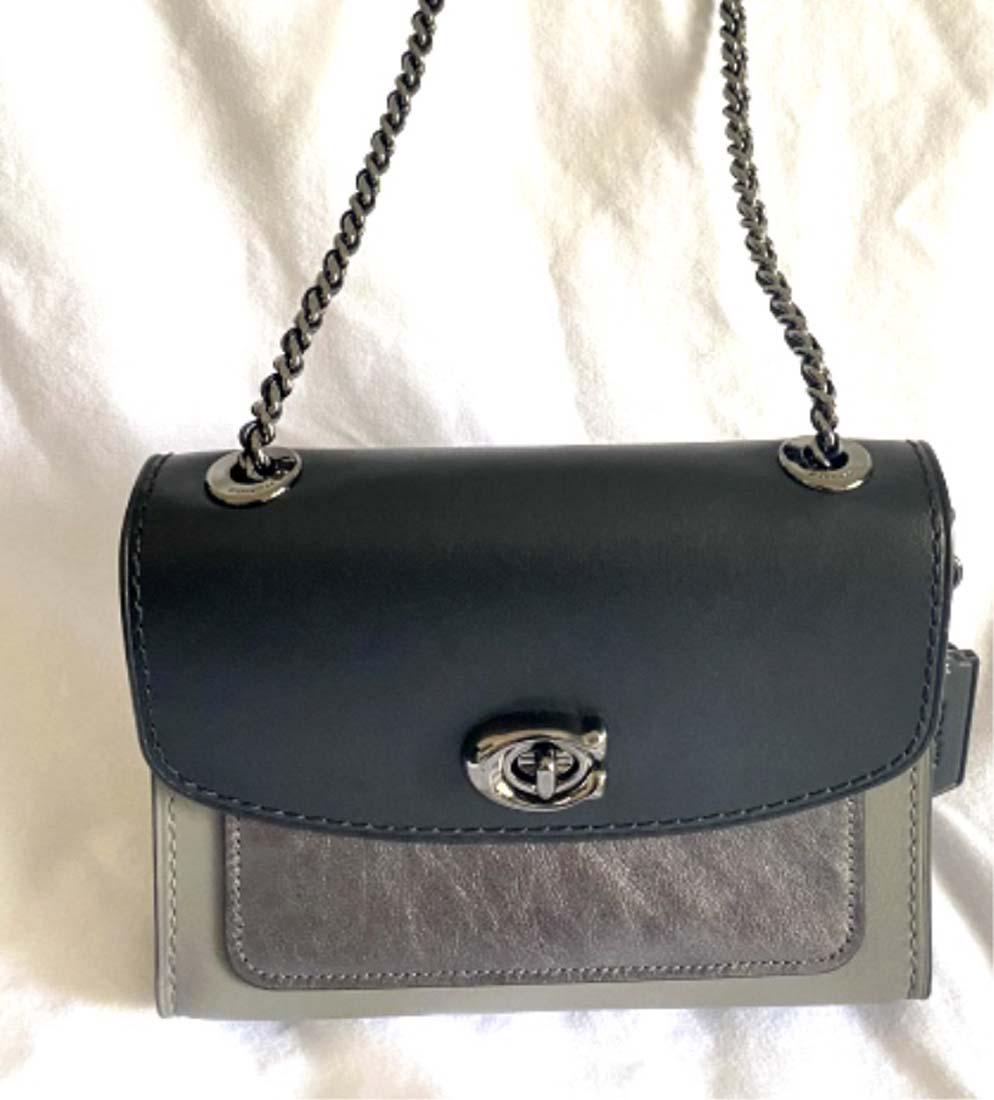 COACH BLACK LEATHER CHAIN STRAP CROSSBODY: VERY GOOD USED CONDITION