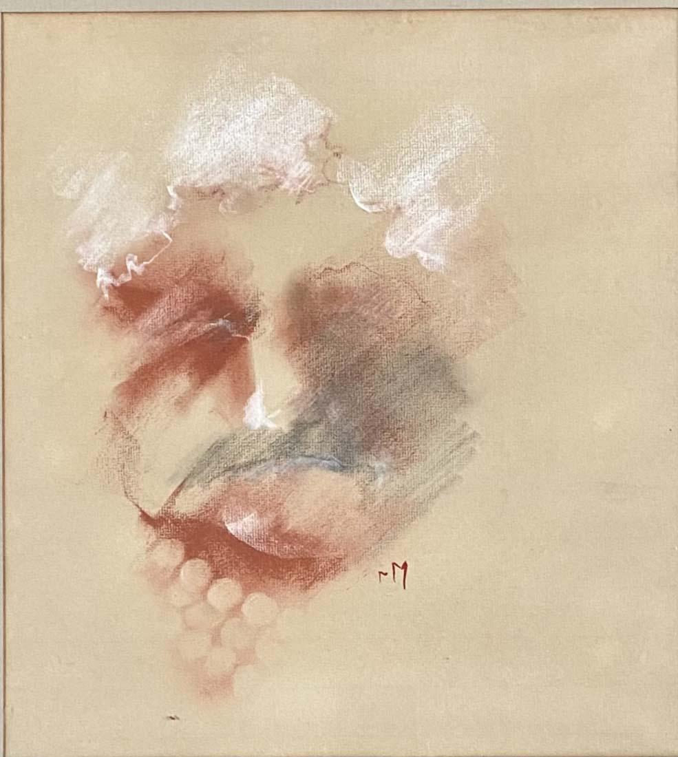 HENRI MICHAUX ABSTRACT MIXED MEDIA ON PAPER V$5,000: MINT CONDITION/MEASUREMENTS: The composition is 14 inches high and 13 inches wide/Henri Michaux was a highly idiosyncratic Belgian-born poet, writer, and painter who wrote in French. He later took Fre