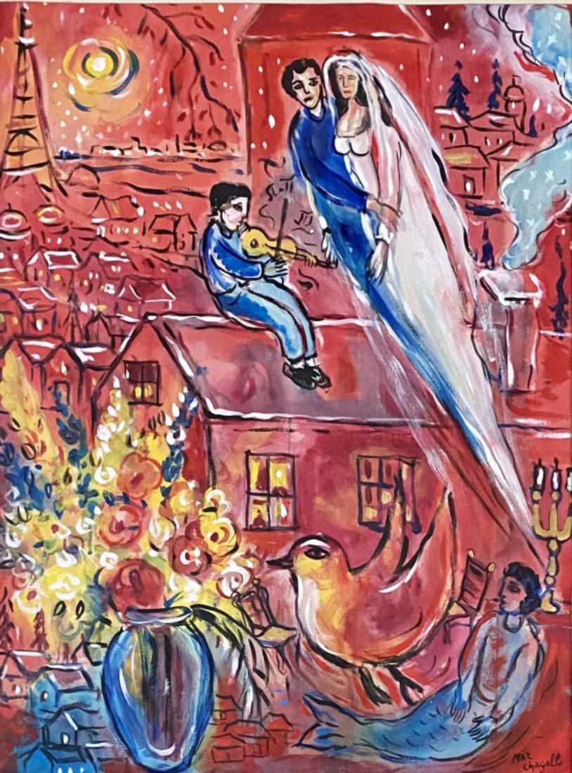 MARC CHAGALL SERIGRAPH ON PAPER V$5,000: MINT CONDITION/MEASUREMENTS: The composition is 29 inches high and 22 inches wide./Marc Chagall was a Russian-French artist of Belarusian Jewish origin. An early modernist, he was associated with seve
