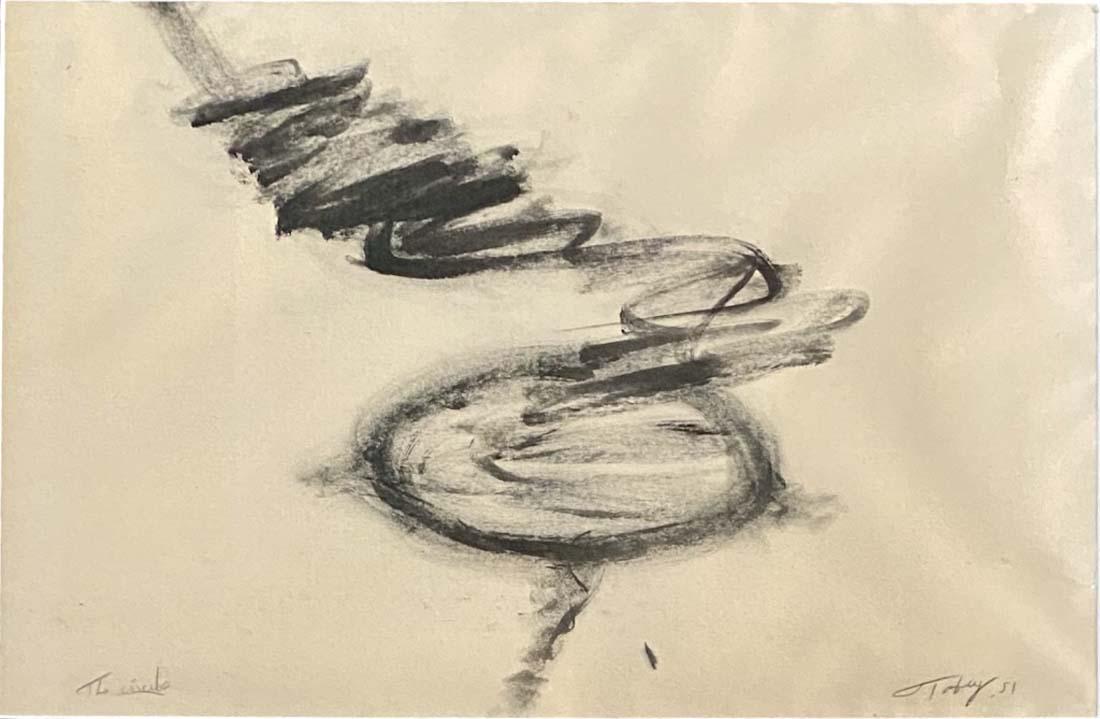 MARK TOBEY CHARCOAL ON PAPER V$3,000: MINT CONDITION/22 inches high and 16 inches wide including the frame/Mark George Tobey was an American painter. His densely structured compositions, inspired by Asian calligraphy, resemble Abstract ex