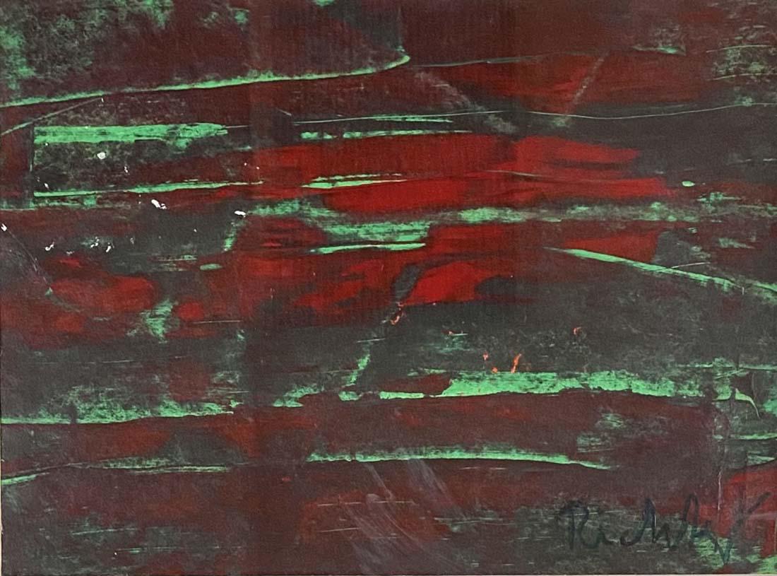 GERHARD RICHTER ABSTRACT OIL ON PAPER V$13,000: GOOD CONDITION/MEASUREMENTS: The composition is 10 inches high and 13 inches wide/Gerhard Richter is a German visual artist. Richter has produced abstract as well as photorealistic paintings, and also