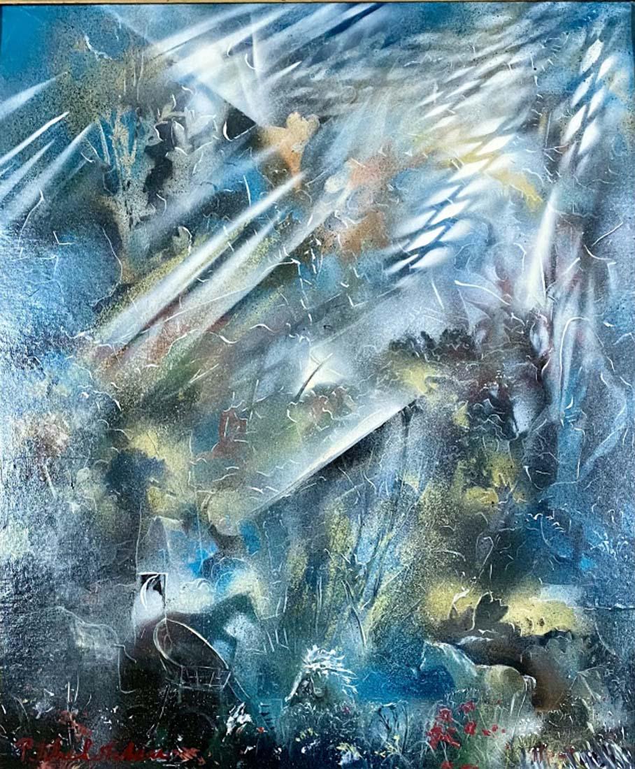 PAVEL TCHELITCH OIL ON BOARD ABSTRACT V$21,000: GOOD CONDITION, FRAME IS DAMAGED/MEASUREMENTS: The composition is 24 inches high and 20 inches wide./Pavel Fyodorovich Tchelitchew was a Russian-born surrealist painter, set designer and costume desig