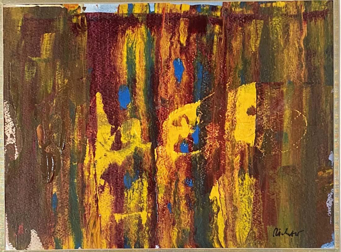 GERHARD RICHTER ABSTRACT OIL ON PAPER V$8,000: MINT CONDITION/MEASUREMENTS: The composition is 12 inches high and 16 inches wide/"in the style of" Gerhard Richter is a German visual artist. Richter has produced abstract as well as photorealistic p
